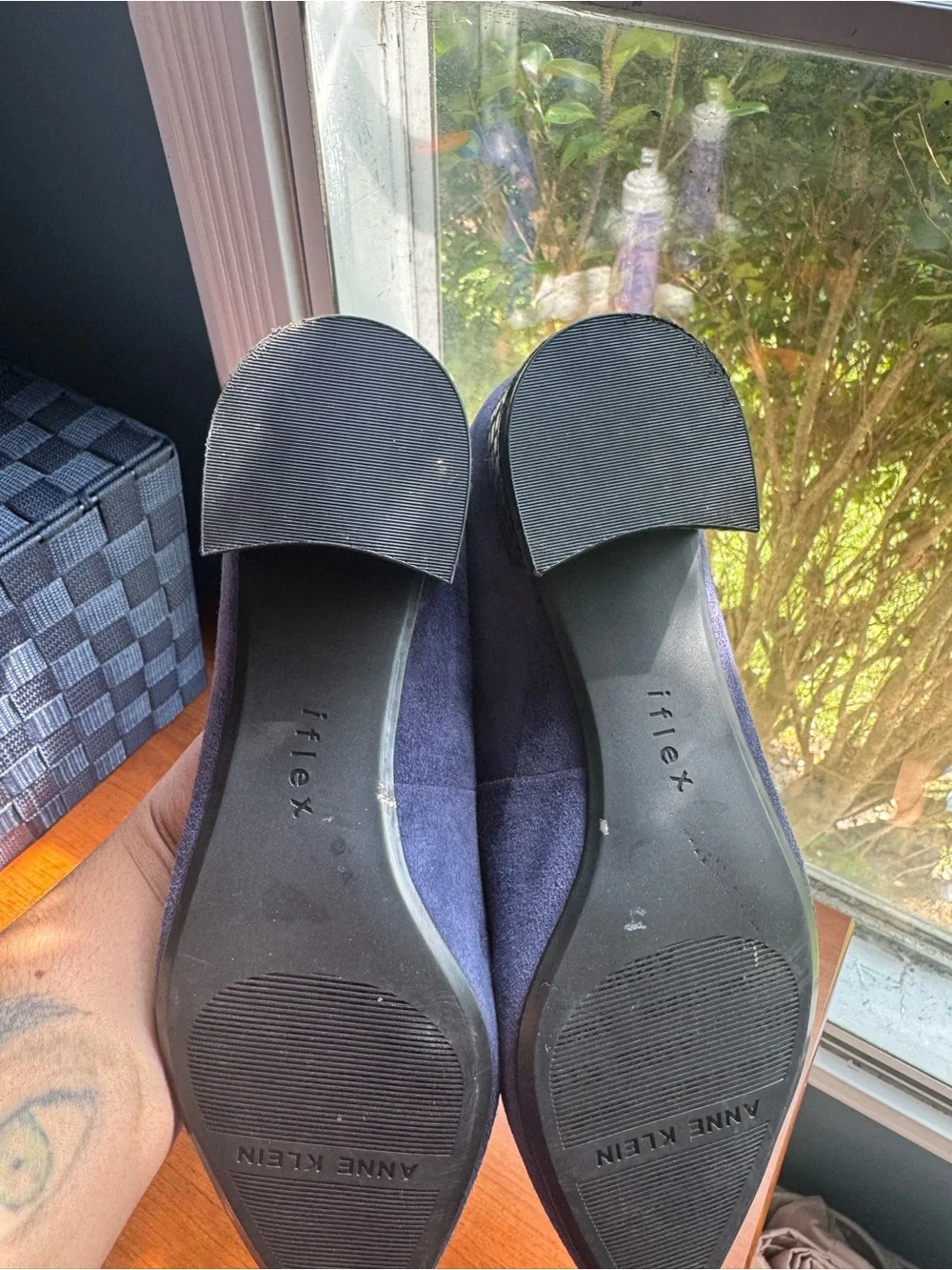 Anne Klein Navy Suede Pointed Toe with block heel
